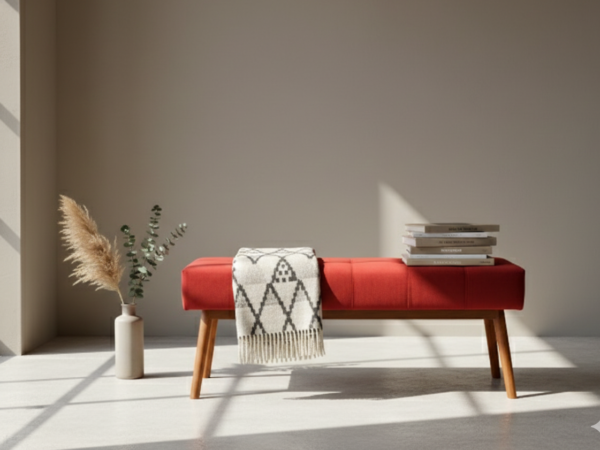 Strata Teak Wood Bench - Maroon