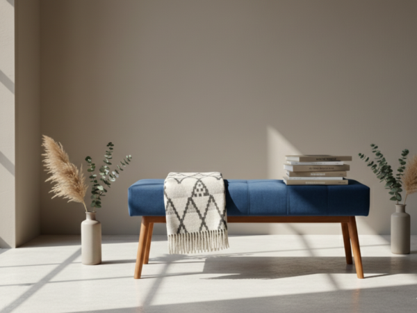 Strata Teak Wood Bench - Blue