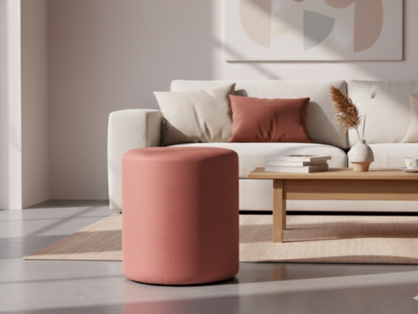 Drum Modern Ottoman - Elegant Red