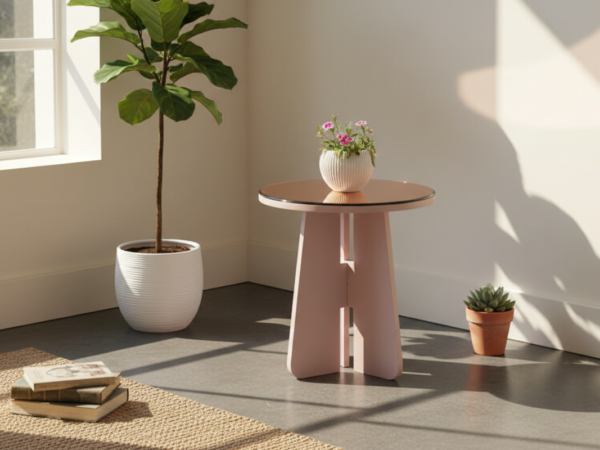 Quadz Corner Table (DIY) - Pastel Pink Rose Gold Mirror Top
