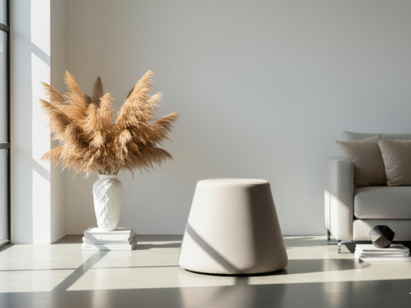 Trapo Modern Beige Ottoman - Big