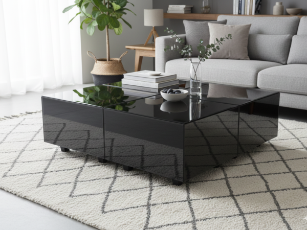 Cubes Grey Mirror Center Table