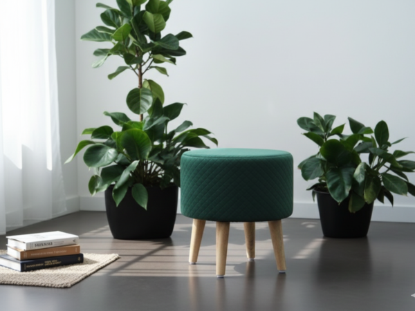 Modo Wooden Ottoman - Emerald Green