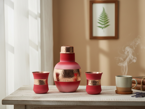 Copper Water Jar Set - Pink