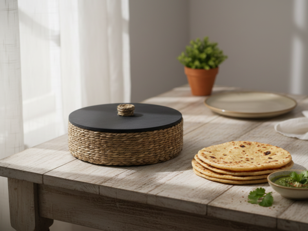Hand Crafted Sabai Grass Roti Basket - Natural