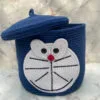 Doraemon premium woven rope basket side view with open lid