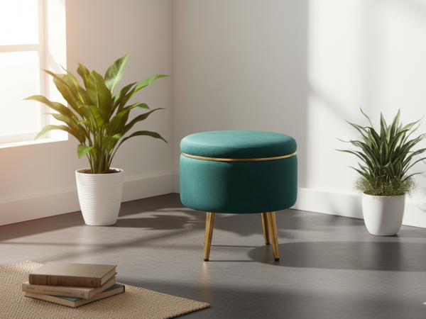 Modo Ottoman With Metal Legs - Green