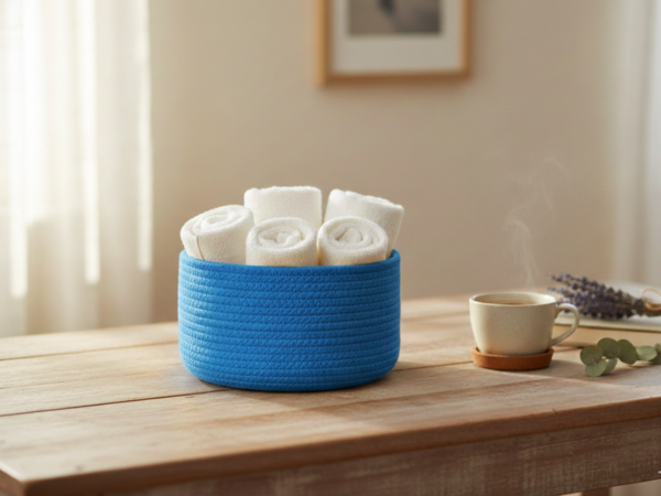Rope Storage Basket - Blue (8")