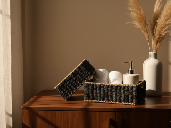 Sabai Grass Multipurpose Utility Basket - Black (Set of 2)