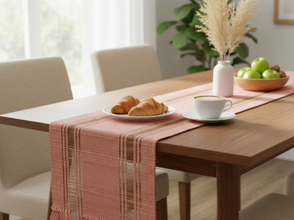 Hand Crafted Table Runner - Peach