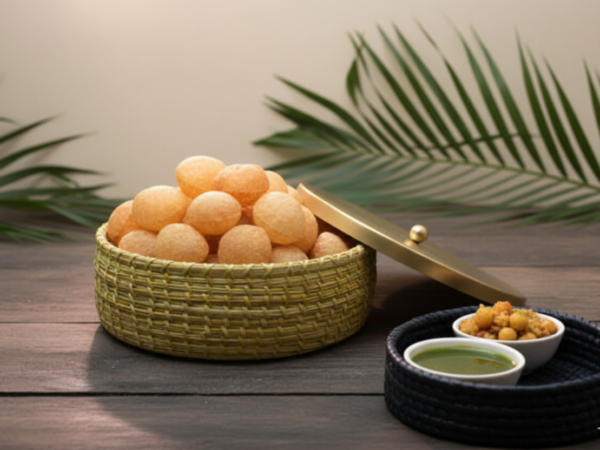 Hand Crafted Sikki Roti Box Metal Lid - Natural