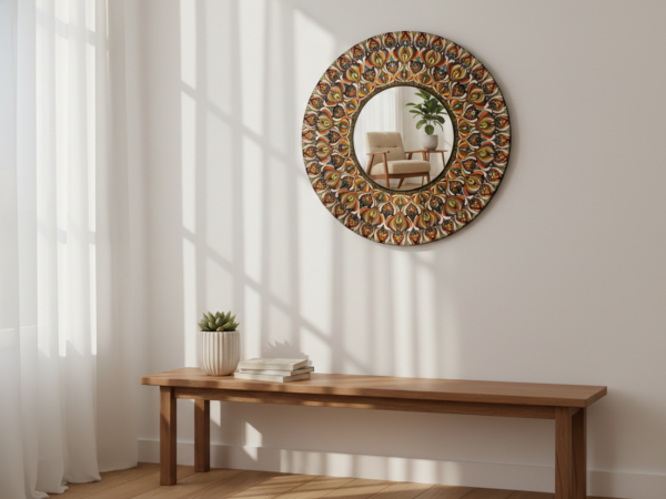 Mandala Art Wall Mirror - Bronze