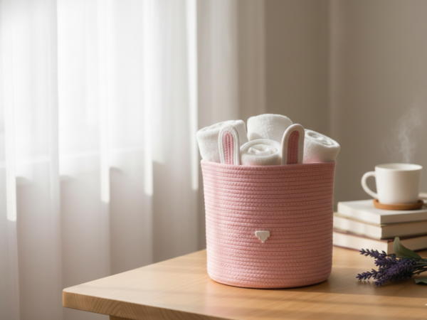Baby Organizing Basket - Pink Bunny
