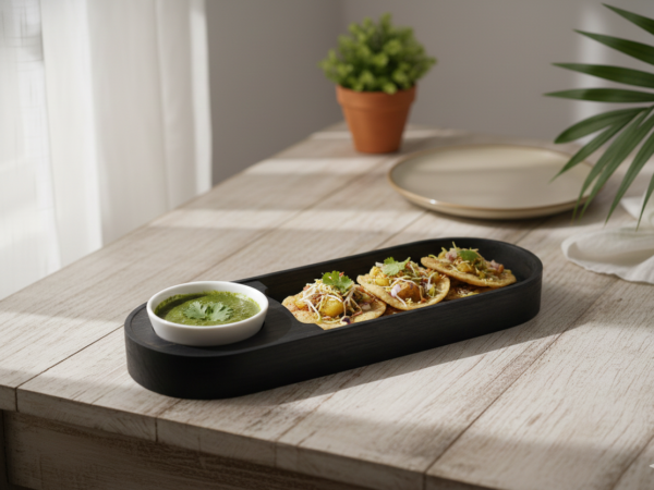 Bamboo Snacks Platter Tray - Black