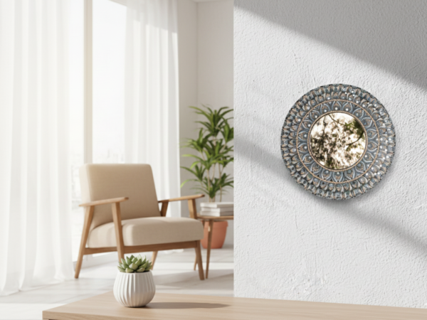 Mandala Art Wall Mirror - Grey