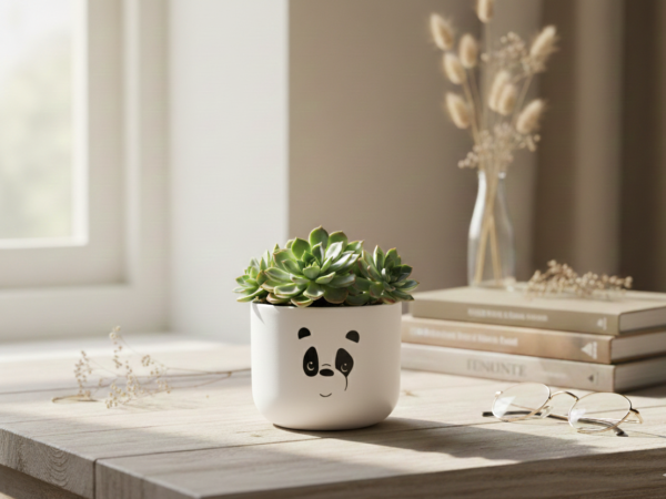 Earthen Flower Pot - White Panda
