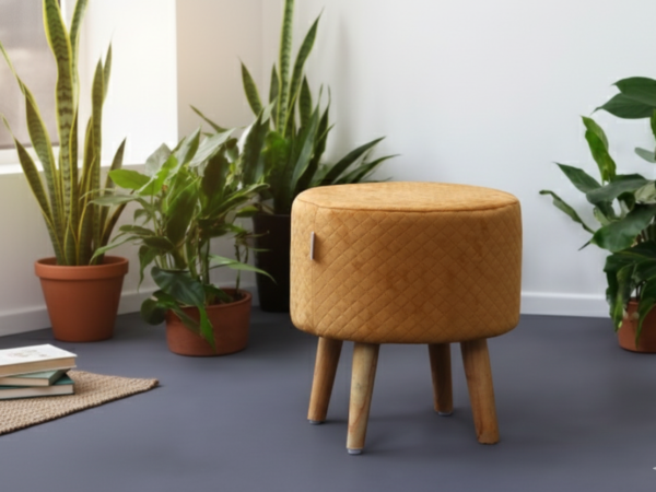 Modo Wooden Ottoman - Marigold Yellow
