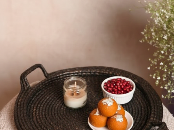 Bamboo Grass Round Platter - Black