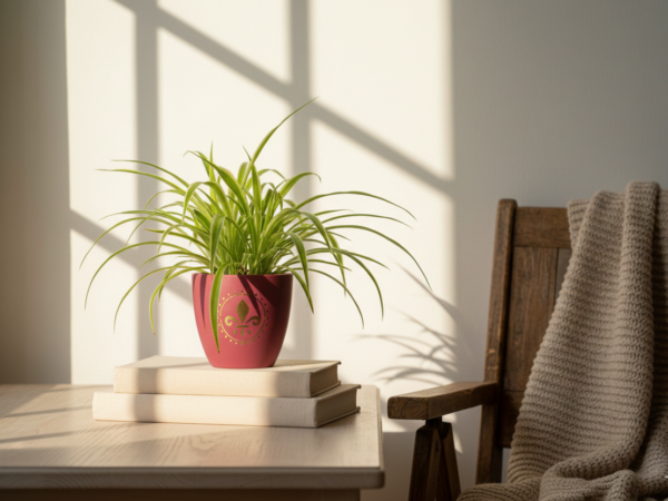 Earthen Flower Pot - red with golden motif
