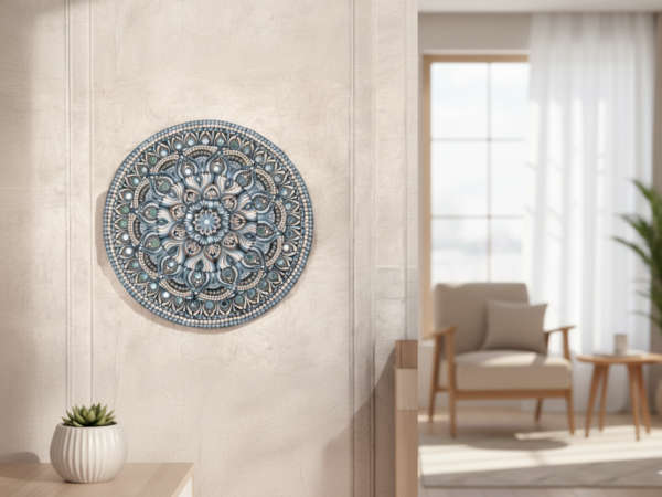 Dot Mandala Art - Wall Hanging (Grey - Beads)