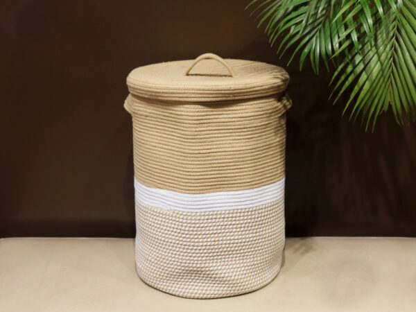 Laundry Bag - Round (Brown and White)