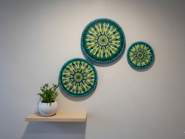 Dot Mandala Art - Wall Hanging (Green - Set of 3)