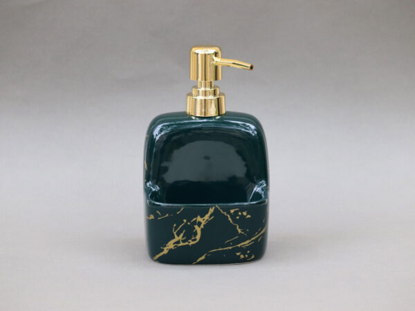 Ceramic Liquid Soap Dispenser with Marble Finish Green - Evara