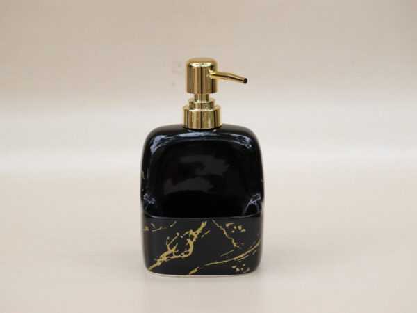 Ceramic Liquid Soap Dispenser with Marble Finish Black - Evara
