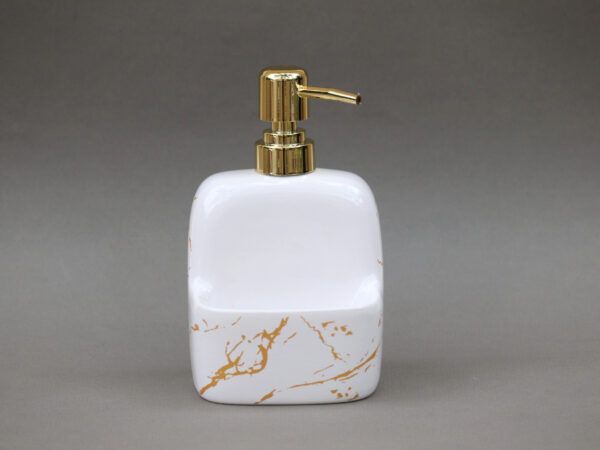 Ceramic Liquid Soap Dispenser with Marble Finish White - Evara