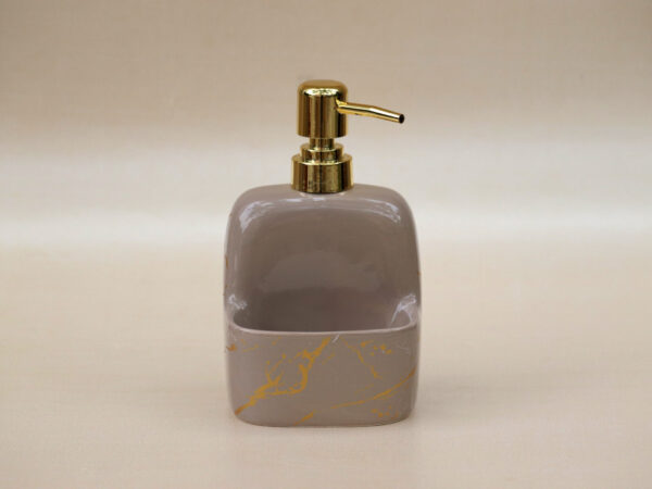 Ceramic Liquid Soap Dispenser with Marble Finish Beige - Evara