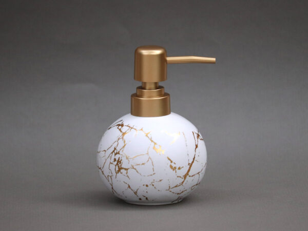 Ceramic Liquid Soap Dispenser White with Marble Finish - orbell
