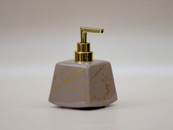 Ceramic Hand Soap Dispenser Beige with Marble Finish - Marbella