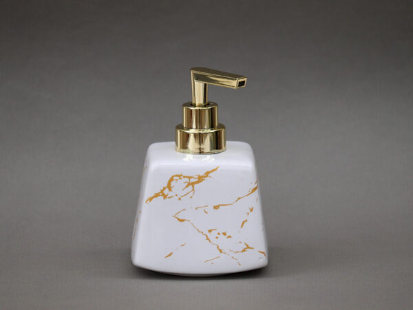 Ceramic Hand Soap Dispenser White with Marble Finish - Marbella