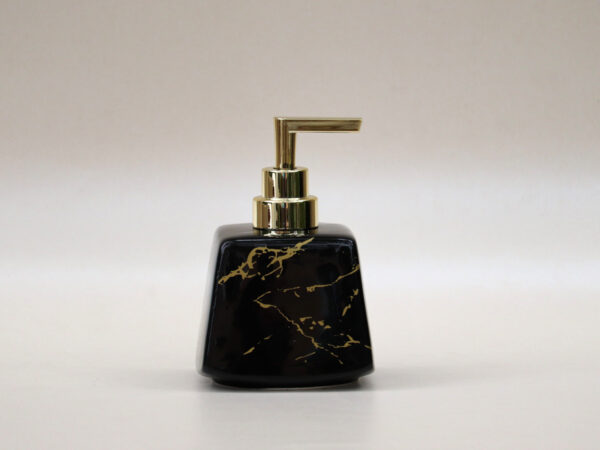 Ceramic Hand Soap Dispenser Black with Marble Finish - Marbella