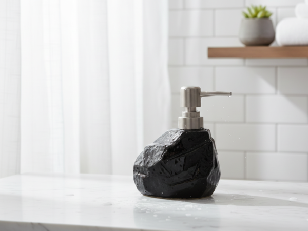 Ceramic Hand Soap Dispenser Black - Rock