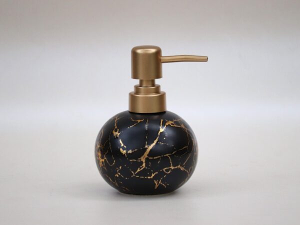Ceramic Liquid Soap Dispenser Black with Marble Finish - orbell