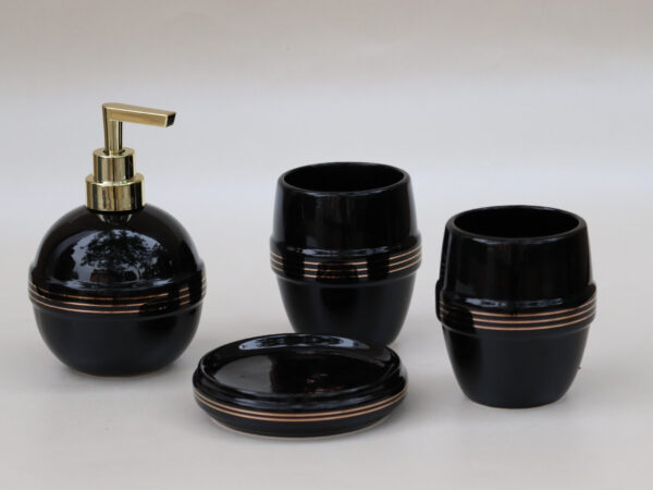 Ceramic Bathroom Accessories Set Black (4 Pc) – Bella