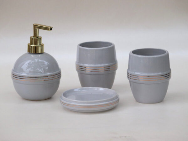 Ceramic Bathroom Accessories Set grey (4 Pc) – Bella