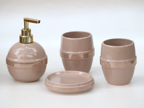 Ceramic Bathroom Accessories Set Mud Cream (4 Pc) – Bella