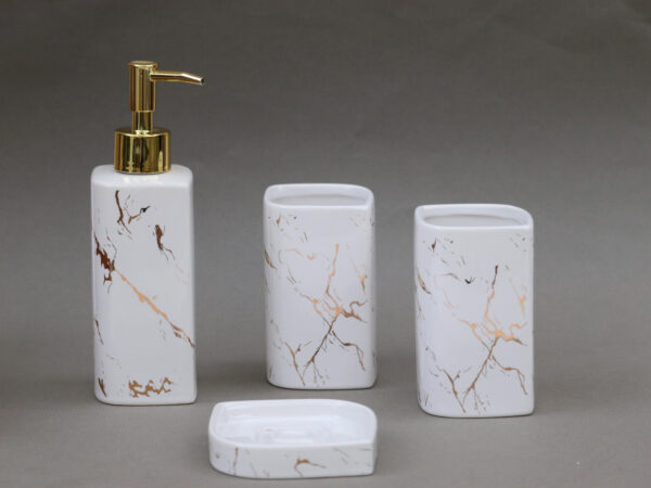 Ceramic Bathroom Accessories Set White (4 Pc) – Amour