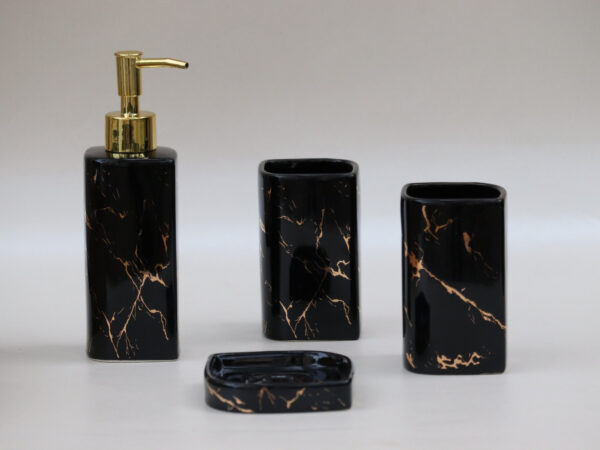 Ceramic Bathroom Accessories Set Black (4 Pc) – Amour