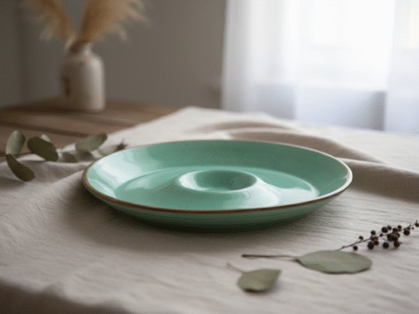 Ceramic Chip & Dip Platter - Green