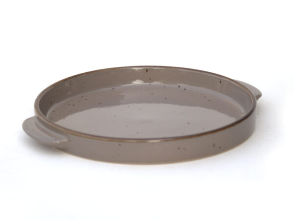 Stoneware Ceramic Serving Platter Round Grey - Orlumé