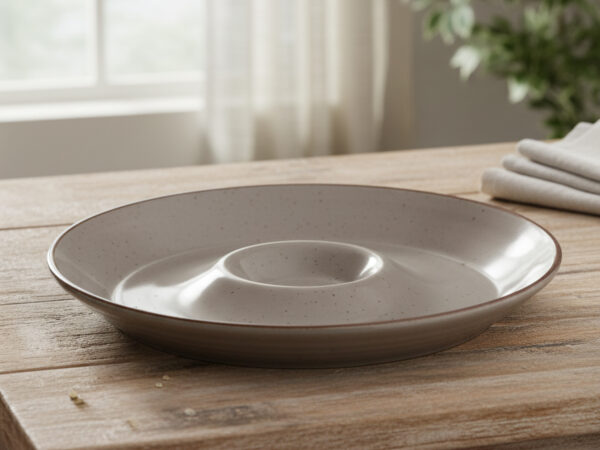Ceramic Chip & Dip Platter - Grey