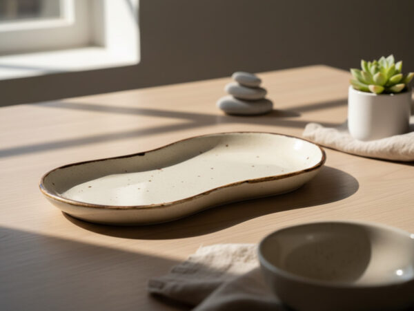 Ceramic Serving Platter - Peanut Beige