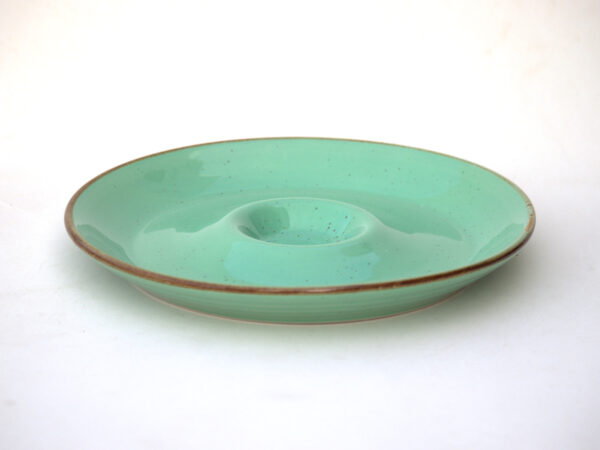 Stoneware Ceramic Chip and Dip Serving Platter Green - Diplet
