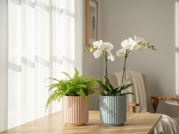 Ceramic Flower Pot Flute (Set of 2)- Blue and Pink