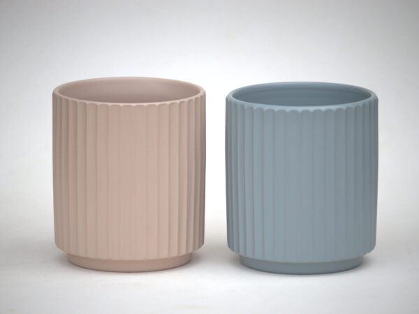 Ceramic Flower Pot Flute (Set of 2)- Blue and Pink