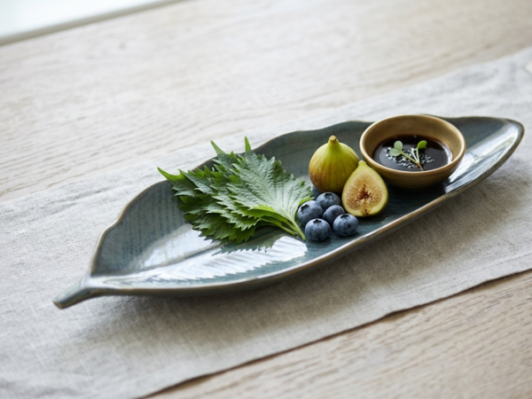Ceramic Leaf Platter - Blue