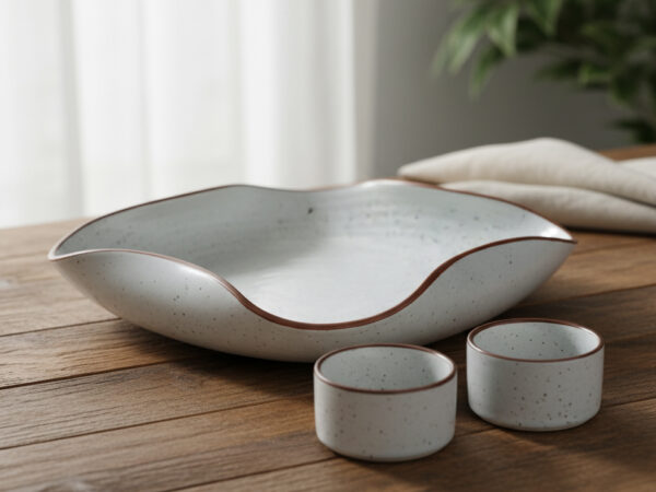 Ceramic Platter Set - Fold White
